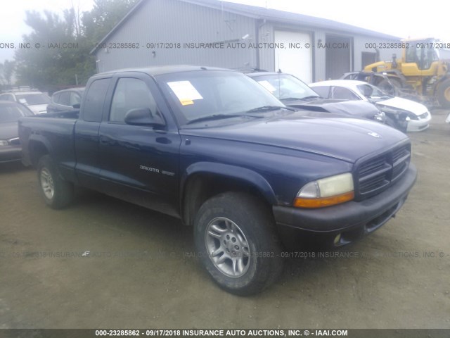 1B7GG32X42S646350 - 2002 DODGE DAKOTA SPORT/RT BLUE photo 1