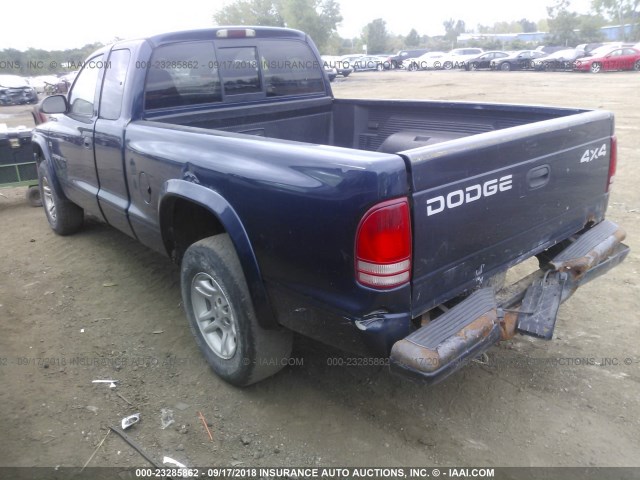 1B7GG32X42S646350 - 2002 DODGE DAKOTA SPORT/RT BLUE photo 3