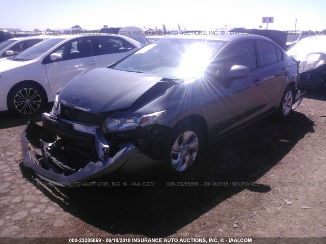 19XFB2F51DE272671 - 2013 HONDA CIVIC LX SILVER photo 2