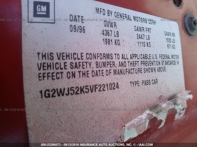 1G2WJ52J9YF155167 - 2000 PONTIAC GRAND PRIX SE 红色 照片 9