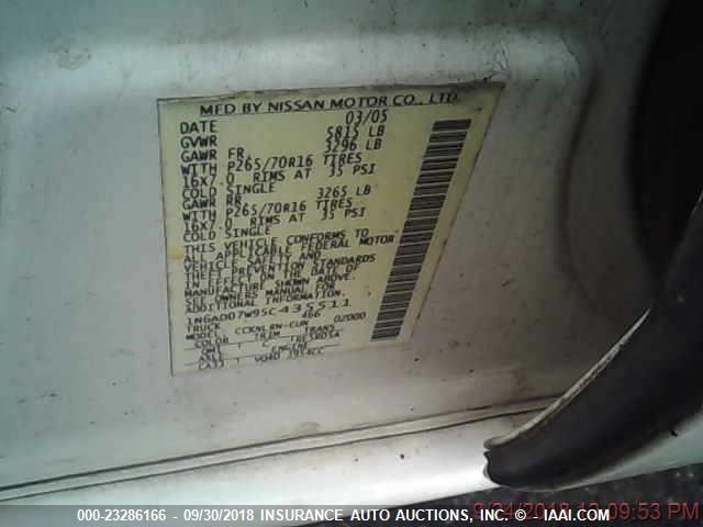 1N6AD07W95C435511 - 2005 NISSAN FRONTIER CREW CAB LE/SE/OFF ROAD Unknown photo 9