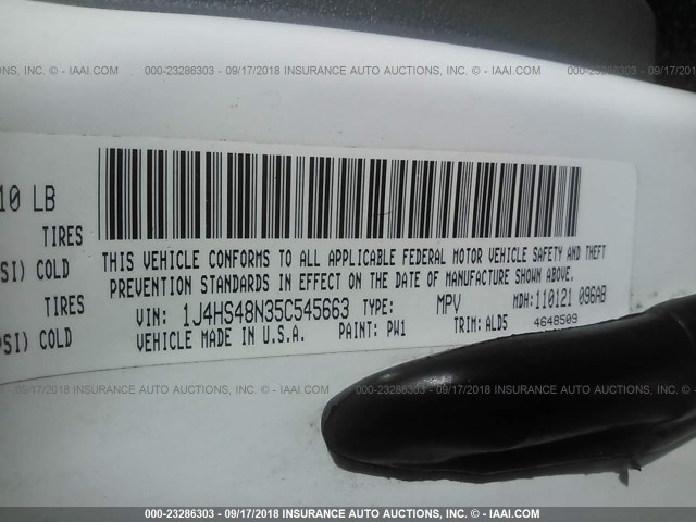 1J4HS48N35C545663 - 2005 JEEP GRAND CHEROKEE LAREDO/COLUMBIA/FREEDOM 白色 照片 9