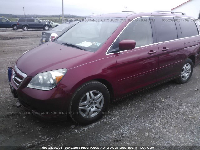 5FNRL387X6B044891 - 2006 HONDA ODYSSEY EXL MAROON photo 2