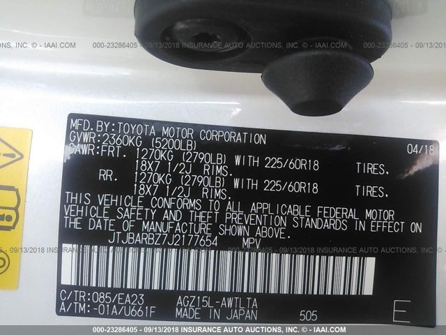 JTJBARBZ7J2177654 - 2018 LEXUS NX 300/BASE/F SPORT 白色 照片 9