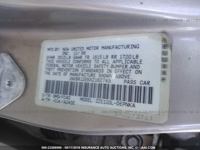 1NXBR12E6XZ182749 - 1999 TOYOTA COROLLA VE/CE/LE 棕色 照片 9