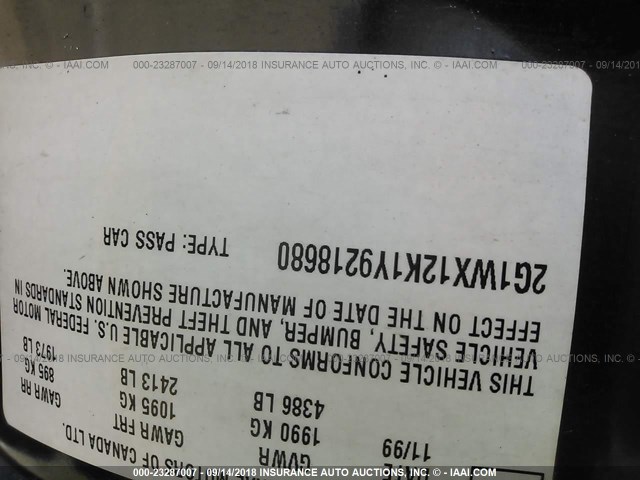 2G1WX12K1Y9218680 - 2000 CHEVROLET MONTE CARLO SS შავი ფოტო 9