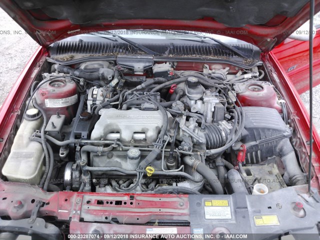 1G2NW12M2VC818608 - 1997 PONTIAC GRAND AM GT RED photo 10