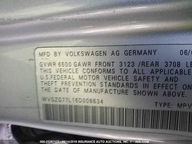 WVGZG77L16D008634 - 2006 VOLKSWAGEN TOUAREG 3.2 SILVER photo 9