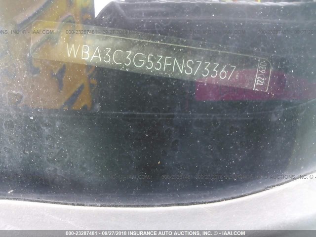 WBA3C3G53FNS73367 - 2015 BMW 320 I/XDRIVE BLACK photo 9