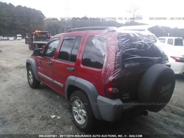 1J4GL48K53W584717 - 2003 JEEP LIBERTY SPORT/FREEDOM RED photo 3