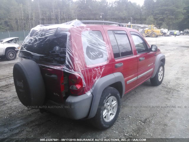 1J4GL48K53W584717 - 2003 JEEP LIBERTY SPORT/FREEDOM წითელი ფოტო 4