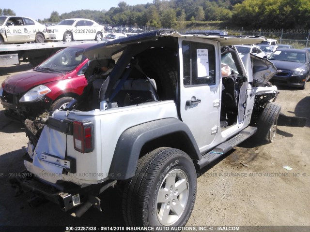 1J4BA3H10AL119729 - 2010 JEEP WRANGLER UNLIMITE SPORT SILVER photo 4