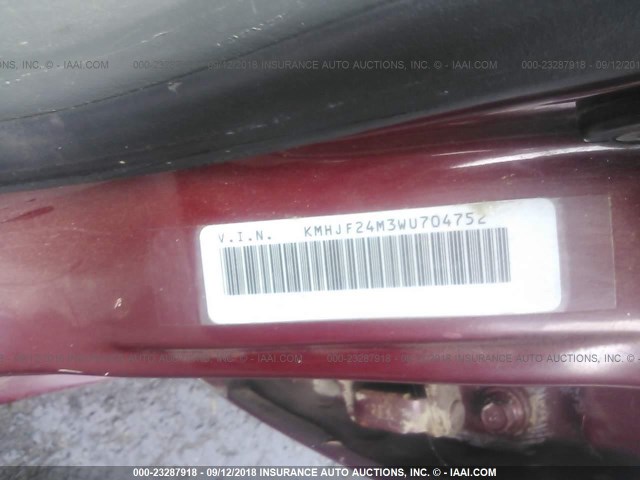 KMHJF24M3WU704752 - 1998 HYUNDAI ELANTRA MAROON photo 9