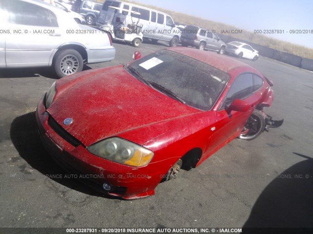 KMHHM65D04U133521 - 2004 HYUNDAI TIBURON RED photo 2