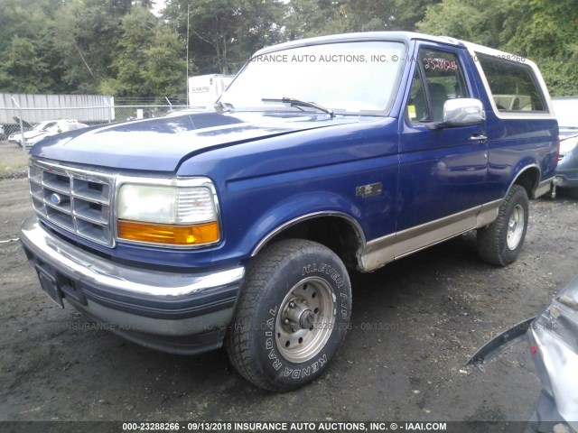 1FMEU15H4TLB92097 - 1996 FORD BRONCO U100 BLUE photo 2