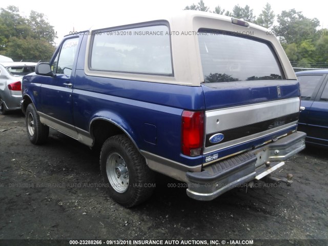 1FMEU15H4TLB92097 - 1996 FORD BRONCO U100 BLUE photo 3