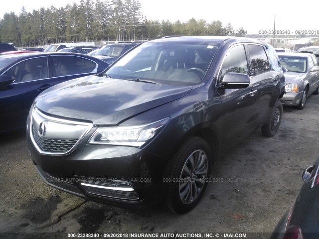 5FRYD4H47EB004253 - 2014 ACURA MDX TECHNOLOGY GRAY photo 2