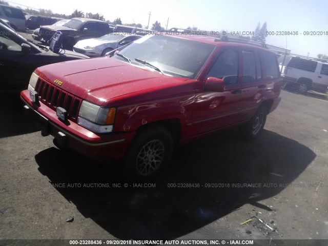 1J4GZ78Y7PC502174 - 1993 JEEP GRAND CHEROKEE LIMITED RED photo 2