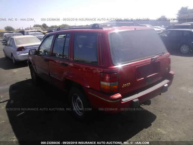 1J4GZ78Y7PC502174 - 1993 JEEP GRAND CHEROKEE LIMITED RED photo 3