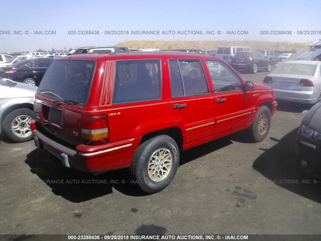1J4GZ78Y7PC502174 - 1993 JEEP GRAND CHEROKEE LIMITED RED photo 4