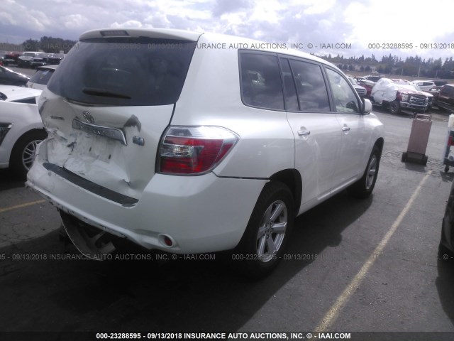 JTEEW41A792035232 - 2009 TOYOTA HIGHLANDER HYBRID WHITE photo 4