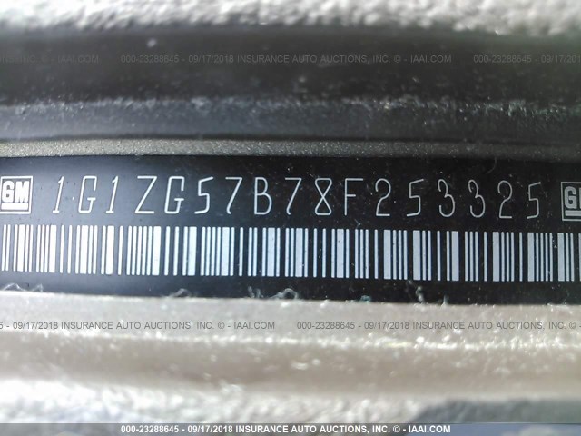 1G1ZG57B78F253325 - 2008 CHEVROLET MALIBU LS 棕色 照片 9