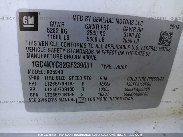 1GC4KYC82GF239651 - 2016 CHEVROLET SILVERADO K3500 WHITE photo 10