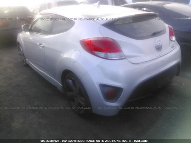 KMHTC6AE3DU167478 - 2013 HYUNDAI VELOSTER TURBO SILVER photo 3