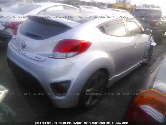 KMHTC6AE3DU167478 - 2013 HYUNDAI VELOSTER TURBO SILVER photo 4