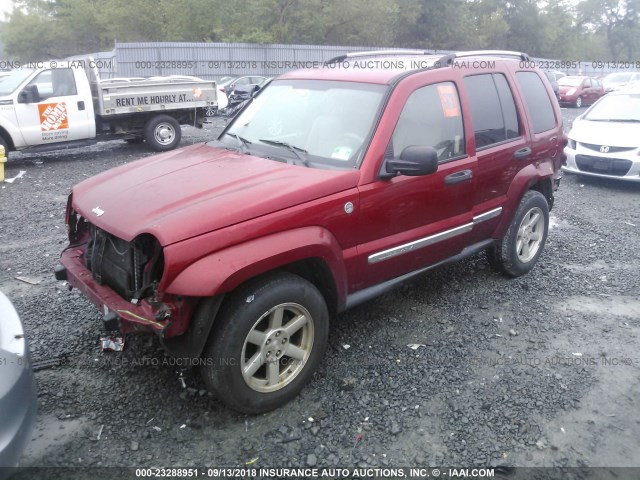 1J8GL58K05W677300 - 2005 JEEP LIBERTY LIMITED RED photo 2