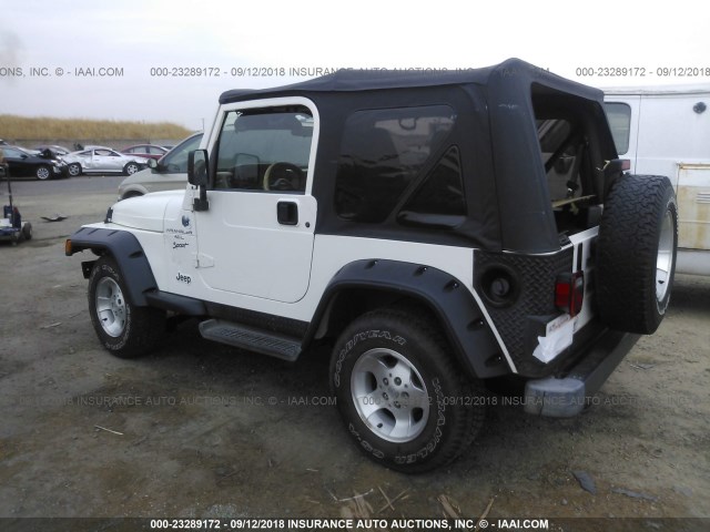 1J4FA49S81P365323 - 2001 JEEP WRANGLER / TJ SPORT WHITE photo 3