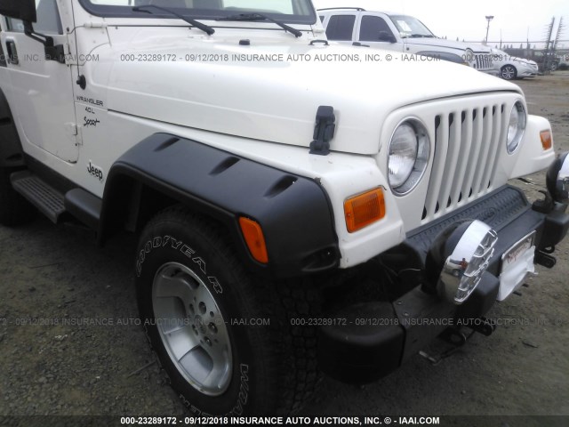 1J4FA49S81P365323 - 2001 JEEP WRANGLER / TJ SPORT WHITE photo 6