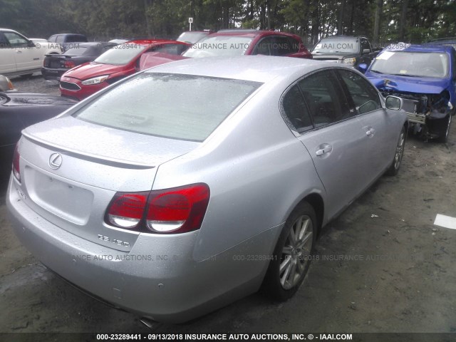 JTHBN96S265008067 - 2006 LEXUS GS GENERATION 200 430 SILVER photo 4