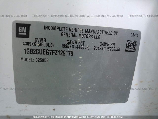 1GB2CUEG7FZ129178 - 2015 CHEVROLET SILVERADO C2500 HEAVY DUTY WHITE photo 9