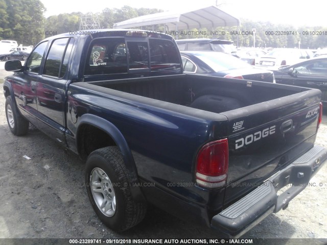 1B7HG2AN31S299610 - 2001 DODGE DAKOTA QUAD BLUE photo 3