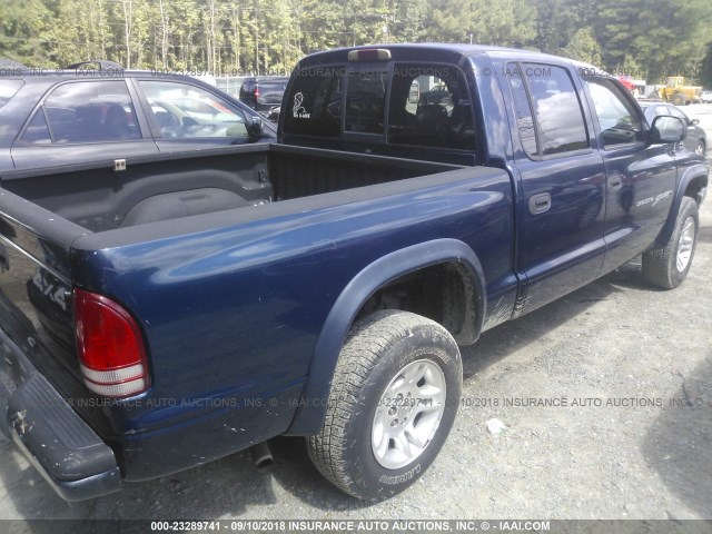 1B7HG2AN31S299610 - 2001 DODGE DAKOTA QUAD BLUE photo 4