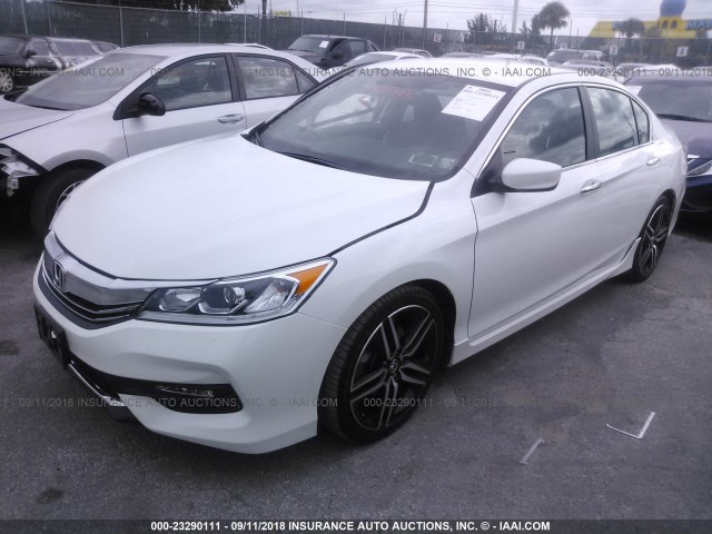 1HGCR2F50HA305698 - 2017 HONDA ACCORD SPORT WHITE photo 2