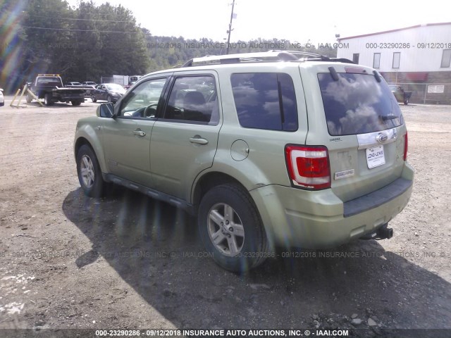 1FMCU49H38KB90356 - 2008 FORD ESCAPE HEV GREEN photo 3