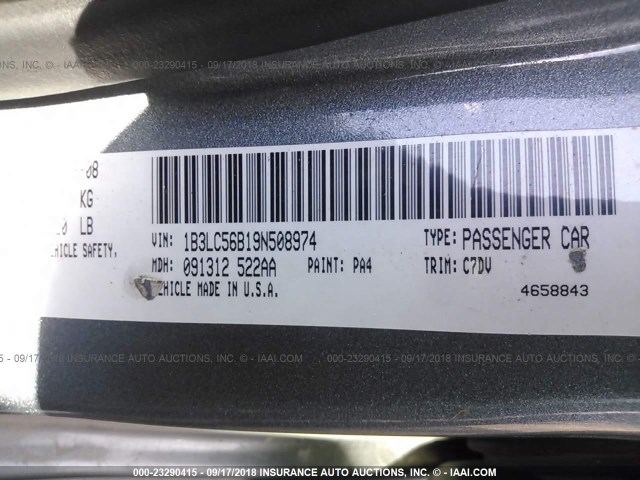 1B3LC56B19N508974 - 2009 DODGE AVENGER SXT/R/T BLUE photo 9