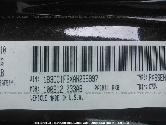 1B3CC1FBXAN235997 - 2010 DODGE AVENGER EXPRESS BLACK photo 9