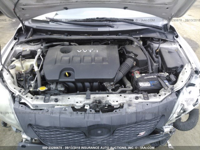 1NXBU4EE0AZ244391 - 2010 TOYOTA COROLLA S/LE/XLE SILVER photo 10