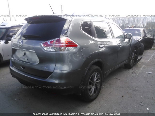 KNMAT2MT4GP725386 - 2016 NISSAN ROGUE S/SL/SV GRAY photo 4