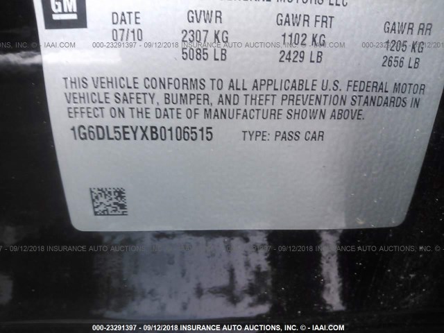 1G6DL5EYXB0106515 - 2011 CADILLAC CTS PERFORMANCE COLLECTION Черный фото 9