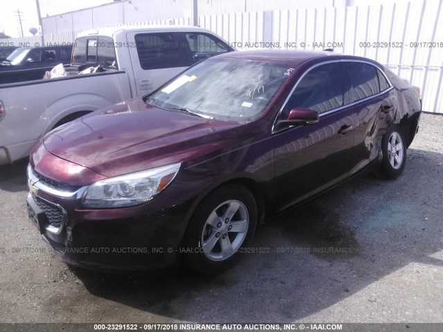 1G11C5SLXFF220633 - 2015 CHEVROLET MALIBU 1LT BURGUNDY photo 2