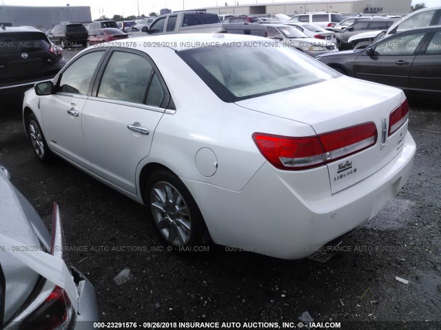 3LNDL2L31BR770670 - 2011 LINCOLN MKZ HYBRID WHITE photo 3