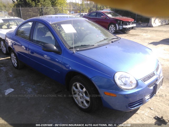 1B3ES56C05D154711 - 2005 DODGE NEON SXT BLUE photo 1