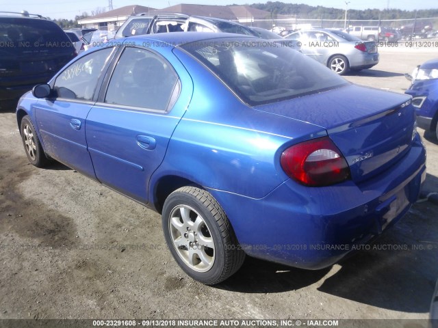 1B3ES56C05D154711 - 2005 DODGE NEON SXT BLUE photo 3