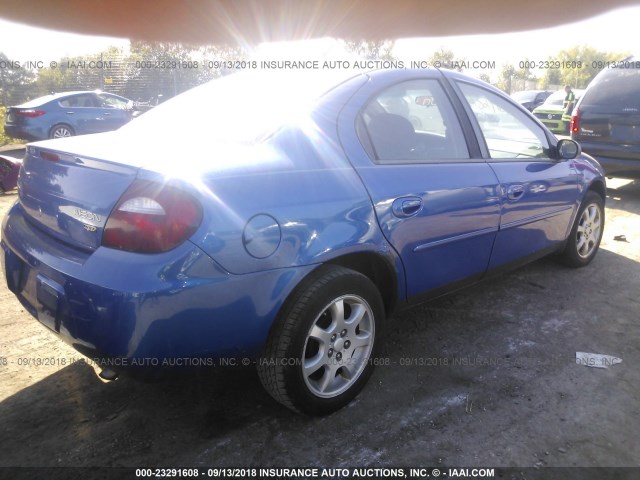 1B3ES56C05D154711 - 2005 DODGE NEON SXT BLUE photo 4