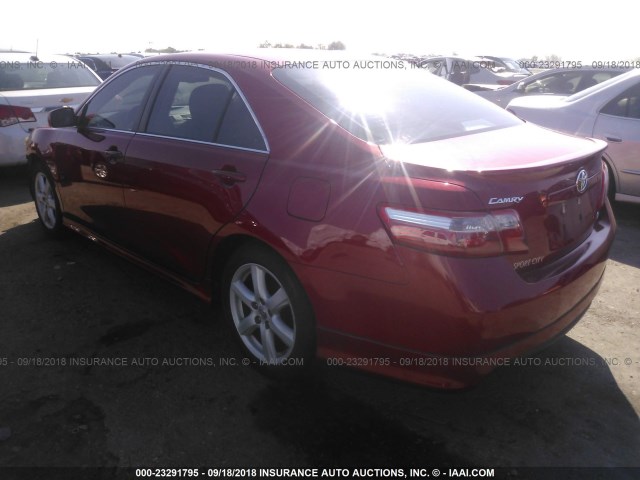 4T1BE46K39U332493 - 2009 TOYOTA CAMRY SE/LE/XLE RED photo 3