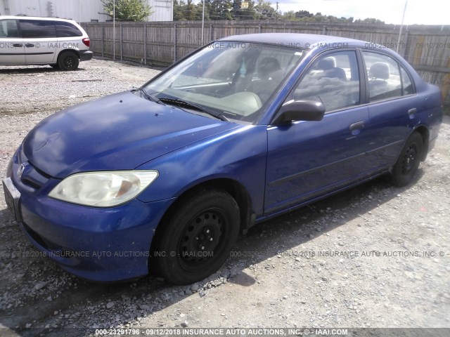 2HGES163X4H592596 - 2004 HONDA CIVIC DX VP Mavi foto 2